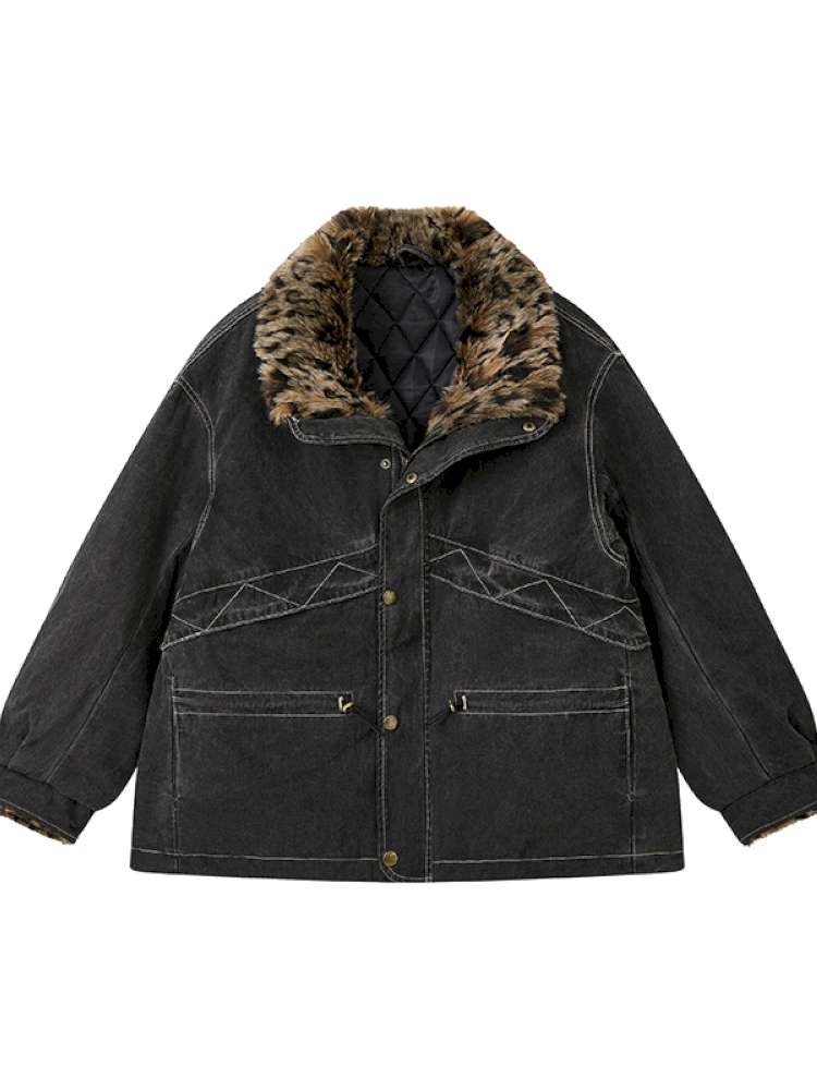 PHYS | Lost Rider Heavy Lapel Spliced Fur Collar Faded White Jacket【i0000000039】