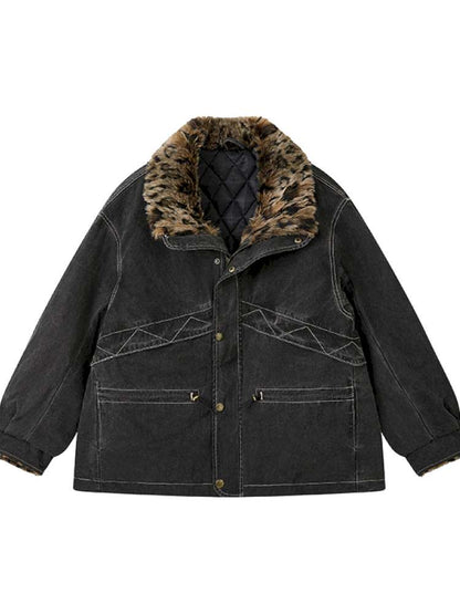 PHYS | Lost Rider Heavy Lapel Spliced Fur Collar Faded White Jacket【i0000000039】