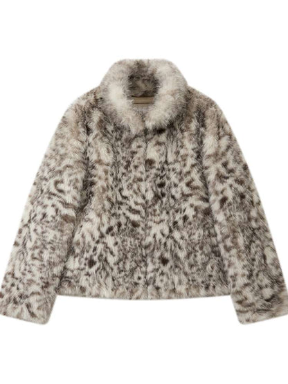 PHYS | Retro Fluffy Soft Warm Leopard Plush Jacket【i0000000038】