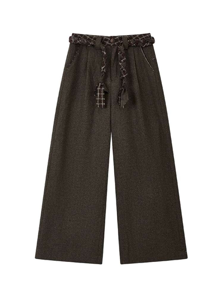 PHYS | Waist Splicing Lace-Up Woolen Casual Pants【i0000000041】