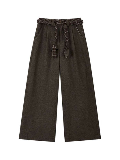 PHYS | Waist Splicing Lace-Up Woolen Casual Pants【i0000000041】