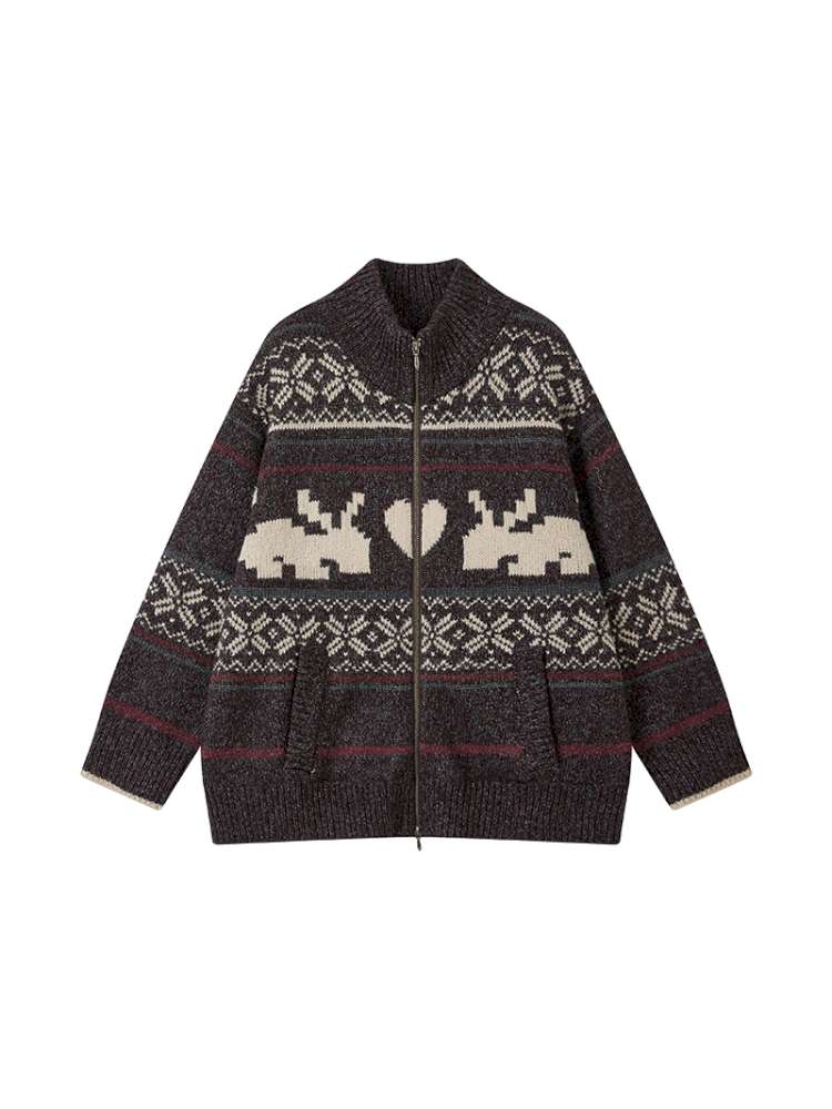 PHYS | Heater Weaving Australian Wool Rabbit Cardigan Sweater【i0000000042】