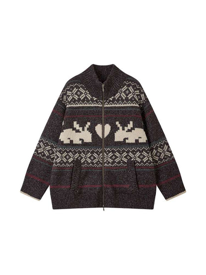 PHYS | Heater Weaving Australian Wool Rabbit Cardigan Sweater【i0000000042】