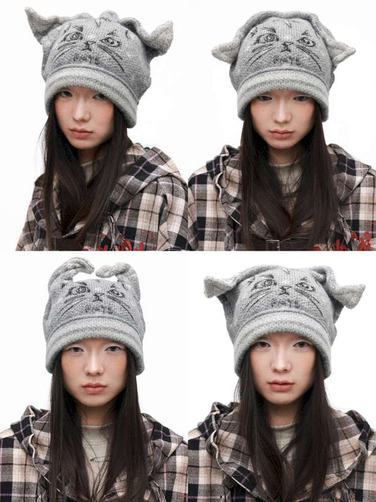 PHYS | Meow Hat Ears Golden Rice Velvet Pointed Ear Wool Hat【i0000000045】