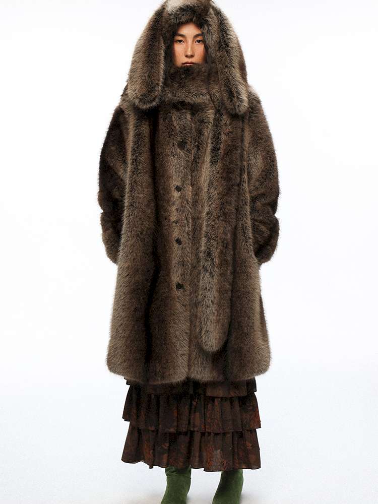 PHYS | Retro Detachable Plush Hooded Scarf【i0000000037】