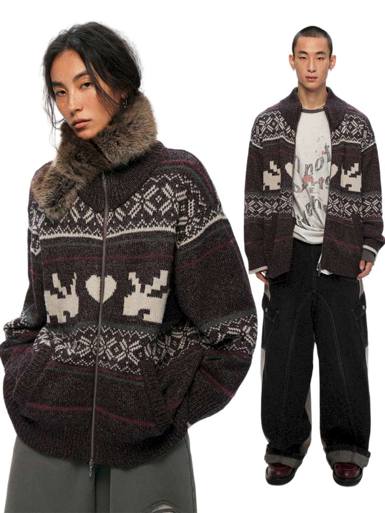 PHYS | Heater Weaving Australian Wool Rabbit Cardigan Sweater【i0000000042】