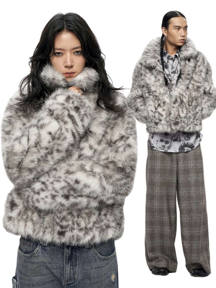 PHYS | Retro Fluffy Soft Warm Leopard Plush Jacket【i0000000038】