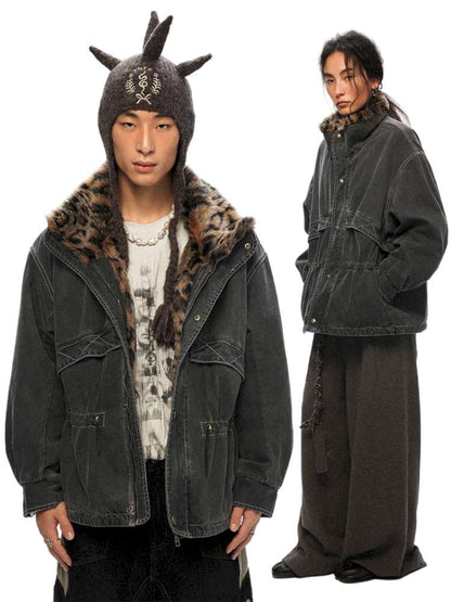 PHYS | Lost Rider Heavy Lapel Spliced Fur Collar Faded White Jacket【i0000000039】