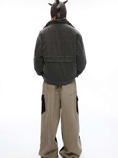 PHYS | Lost Rider Heavy Lapel Spliced Fur Collar Faded White Jacket【i0000000039】