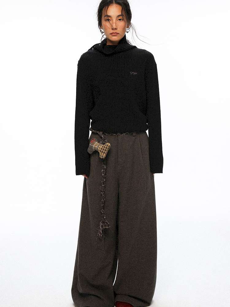 PHYS | Waist Splicing Lace-Up Woolen Casual Pants【i0000000041】