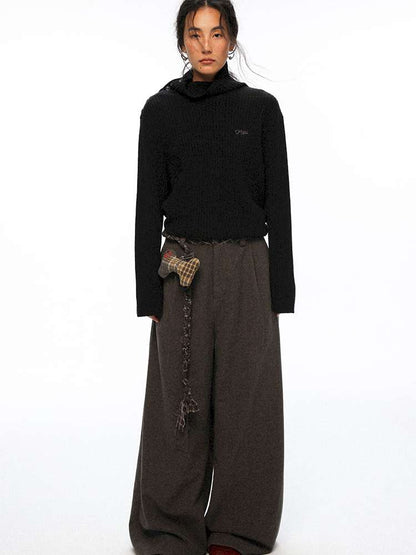 PHYS | Waist Splicing Lace-Up Woolen Casual Pants【i0000000041】