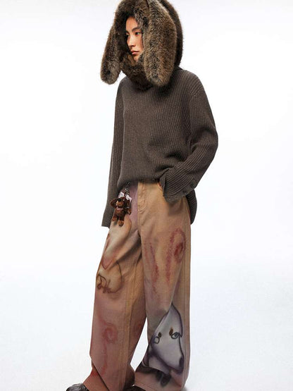 PHYS | Retro Detachable Plush Hooded Scarf【i0000000037】