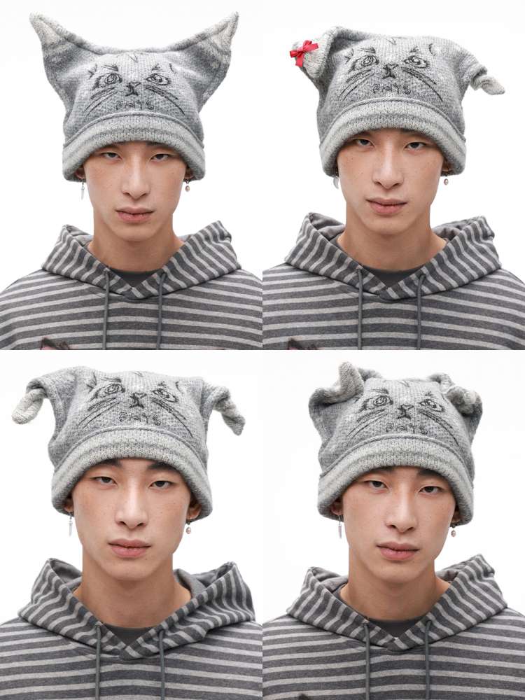 PHYS | Meow Hat Ears Golden Rice Velvet Pointed Ear Wool Hat【i0000000045】