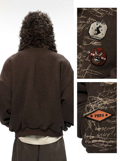 PHYS | Wool Embroidered Loose Sweatshirt【i0000000047】