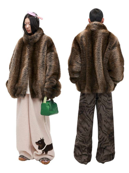 PHYS | Warm Fireplace Imitation Mink Fur Short Plush Jacket【i0000000036】