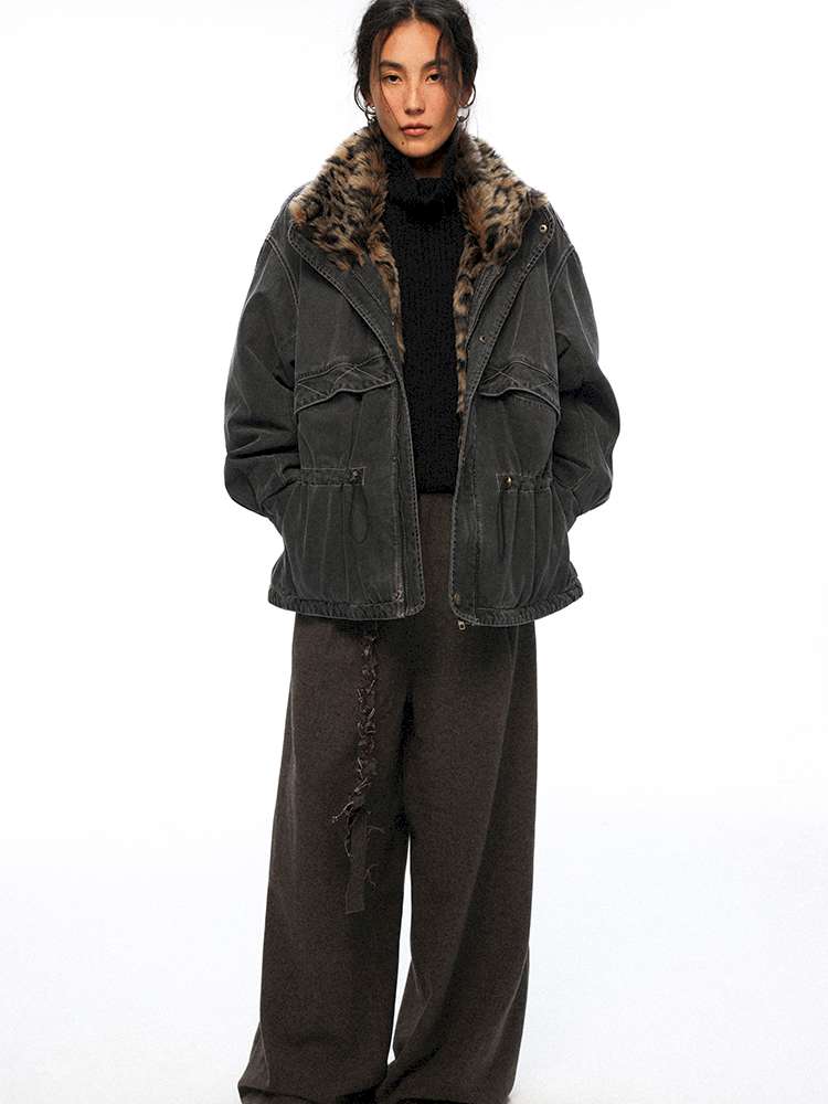 PHYS | Lost Rider Heavy Lapel Spliced Fur Collar Faded White Jacket【i0000000039】