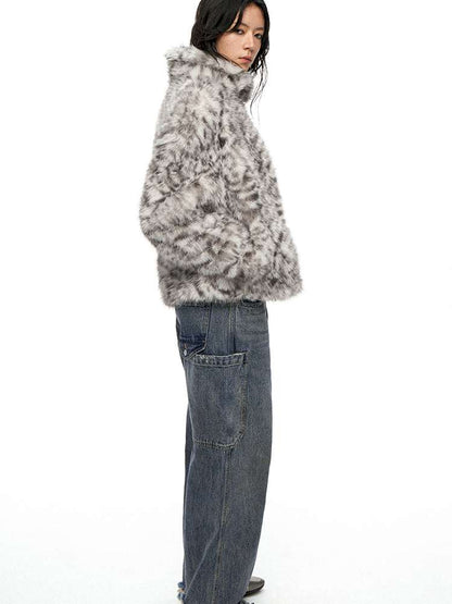 PHYS | Retro Fluffy Soft Warm Leopard Plush Jacket【i0000000038】