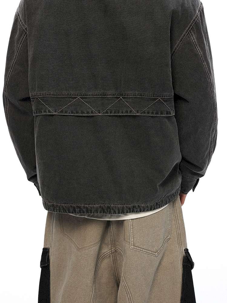 PHYS | Lost Rider Heavy Lapel Spliced Fur Collar Faded White Jacket【i0000000039】