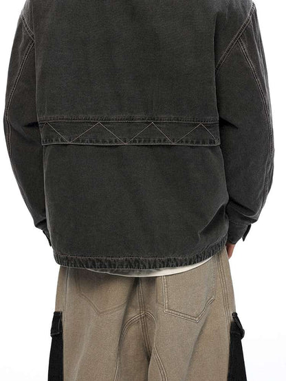 PHYS | Lost Rider Heavy Lapel Spliced Fur Collar Faded White Jacket【i0000000039】