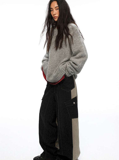 PHYS | Washed Dilapidated Splicing Denim Trousers【i0000000035】