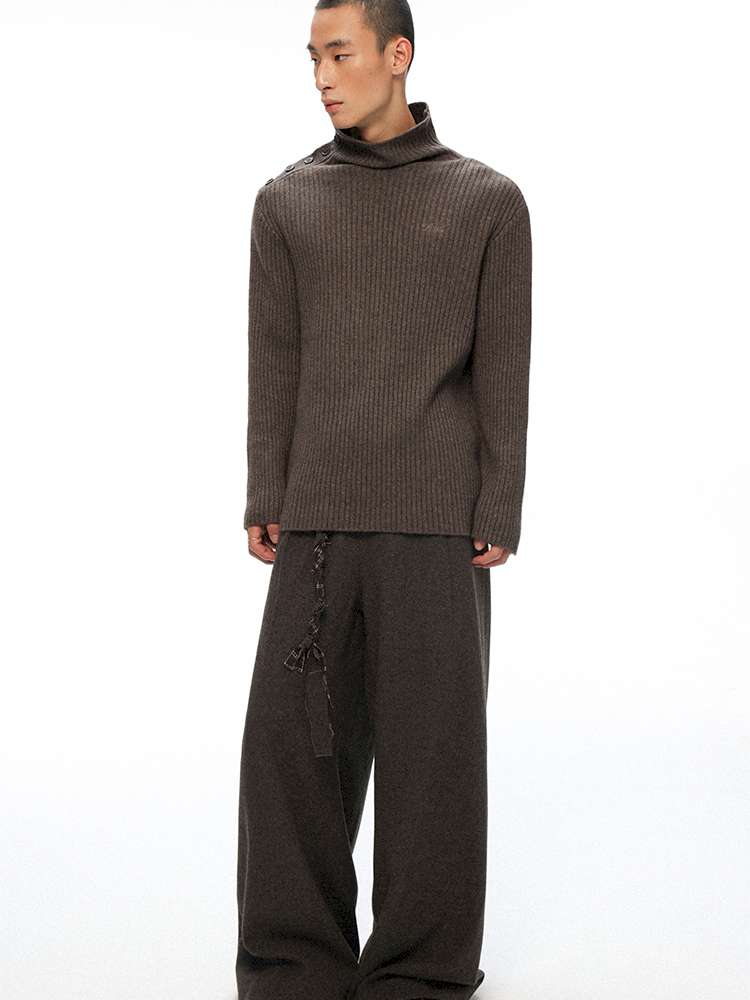 PHYS | Waist Splicing Lace-Up Woolen Casual Pants【i0000000041】