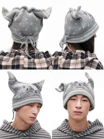 PHYS | Meow Hat Ears Golden Rice Velvet Pointed Ear Wool Hat【i0000000045】