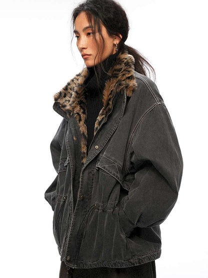 PHYS | Lost Rider Heavy Lapel Spliced Fur Collar Faded White Jacket【i0000000039】