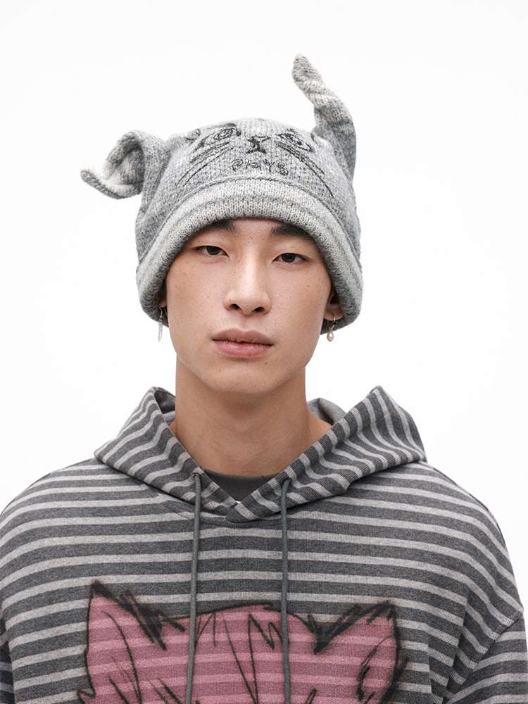 PHYS | Meow Hat Ears Golden Rice Velvet Pointed Ear Wool Hat【i0000000045】