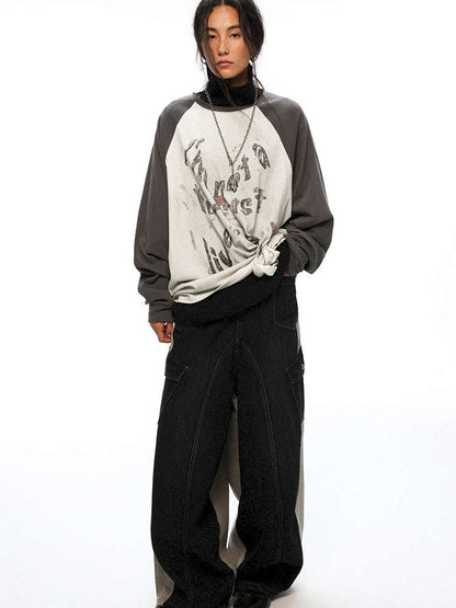 PHYS | Washed Dilapidated Splicing Denim Trousers【i0000000035】