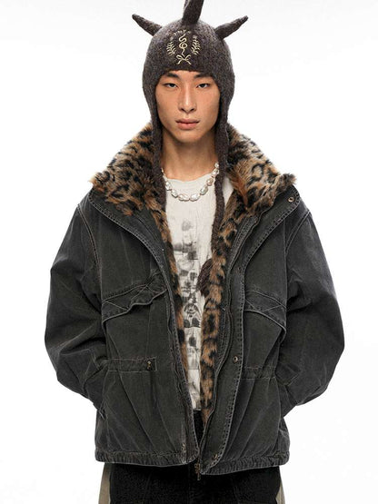 PHYS | Lost Rider Heavy Lapel Spliced Fur Collar Faded White Jacket【i0000000039】