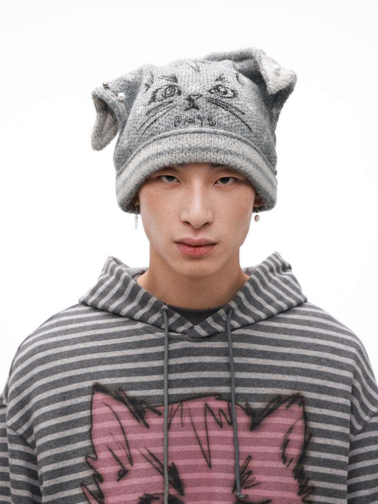 PHYS | Meow Hat Ears Golden Rice Velvet Pointed Ear Wool Hat【i0000000045】