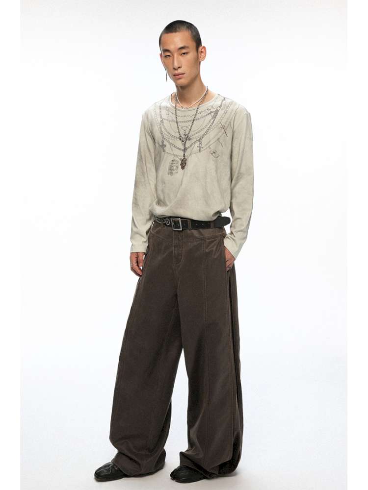 PHYS | Bard In The Wilderness Retro Distressed Loose Trousers【i0000000046】