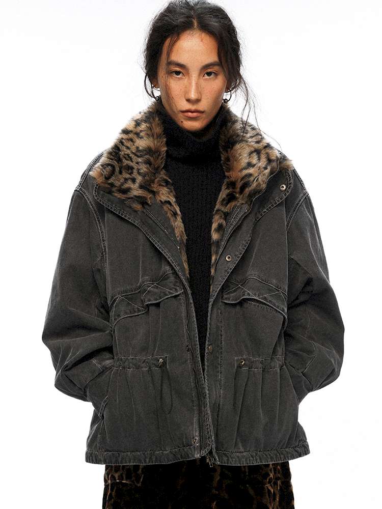 PHYS | Lost Rider Heavy Lapel Spliced Fur Collar Faded White Jacket【i0000000039】