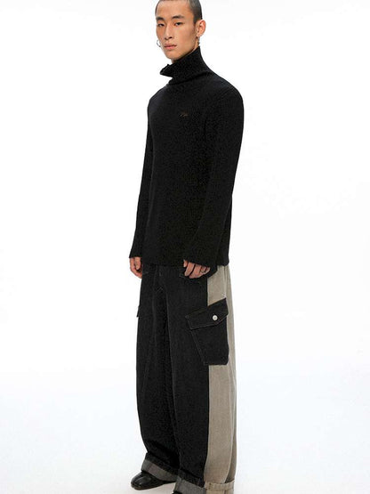 PHYS | Washed Dilapidated Splicing Denim Trousers【i0000000035】