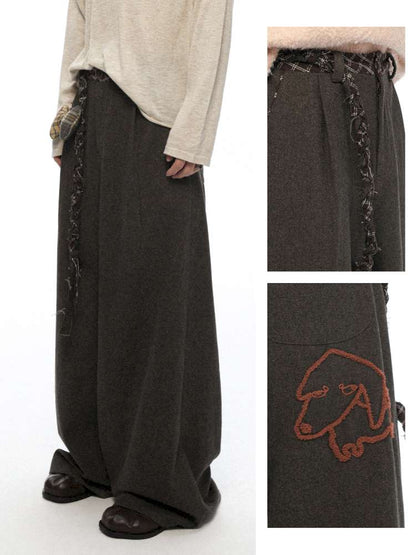 PHYS | Waist Splicing Lace-Up Woolen Casual Pants【i0000000041】