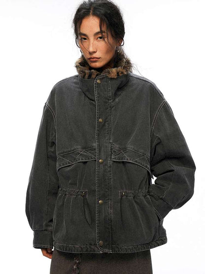 PHYS | Lost Rider Heavy Lapel Spliced Fur Collar Faded White Jacket【i0000000039】