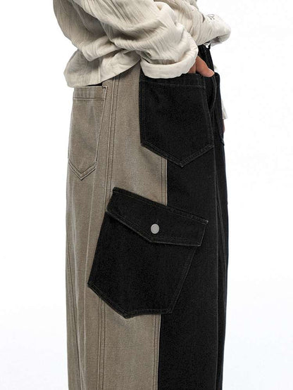 PHYS | Washed Dilapidated Splicing Denim Trousers【i0000000035】