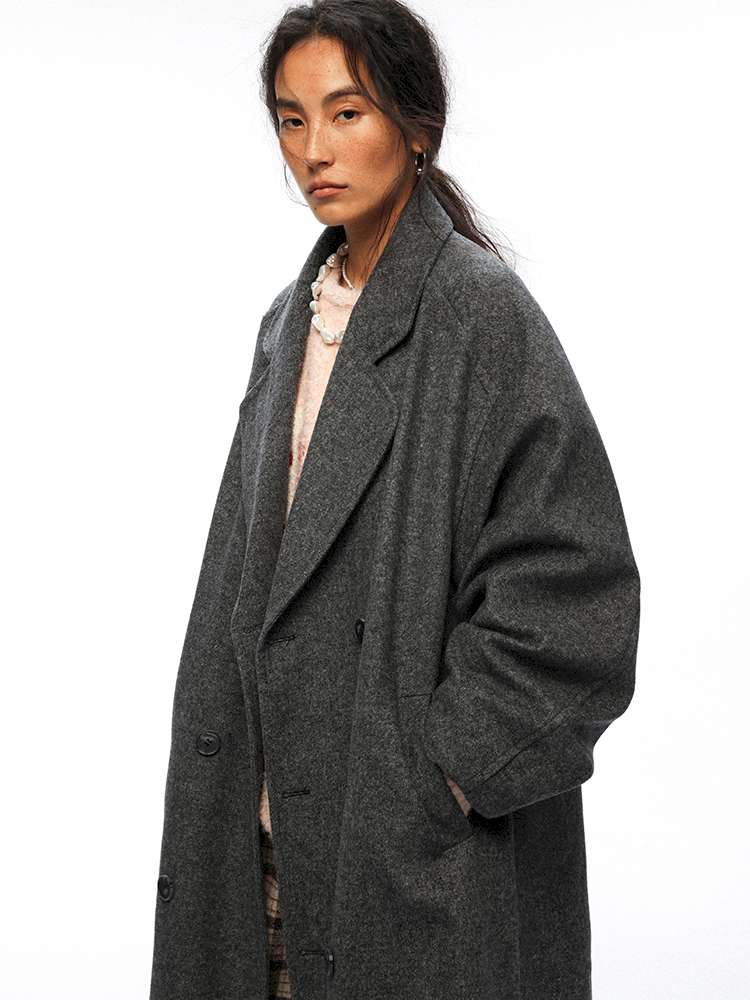 PHYS | Cocoon Double-Breasted Woolen Coat【i0000000044】