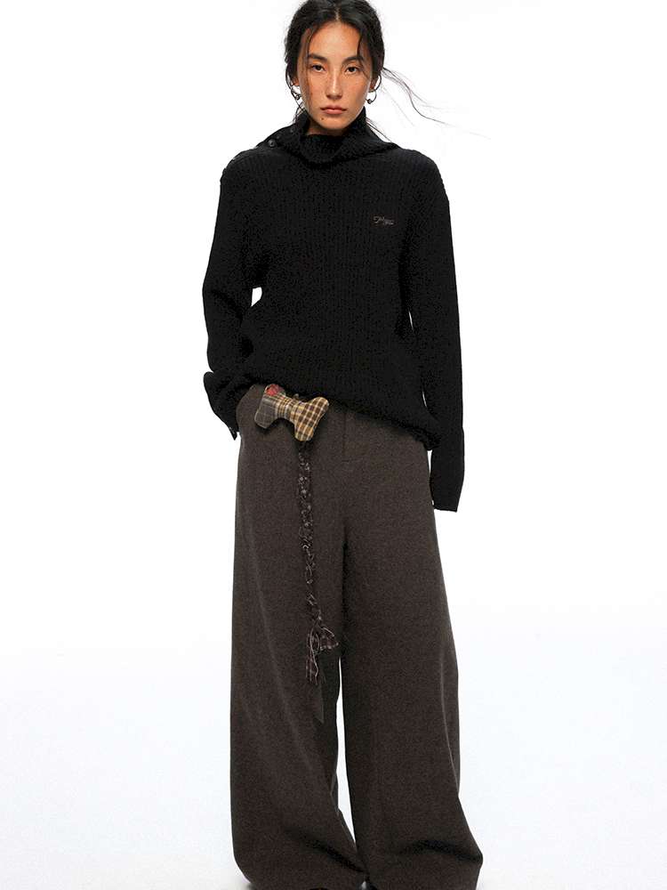 PHYS | Waist Splicing Lace-Up Woolen Casual Pants【i0000000041】