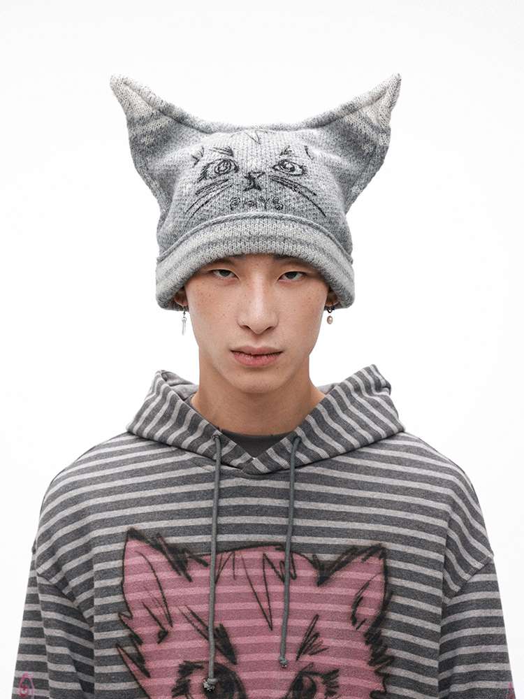 PHYS | Meow Hat Ears Golden Rice Velvet Pointed Ear Wool Hat【i0000000045】