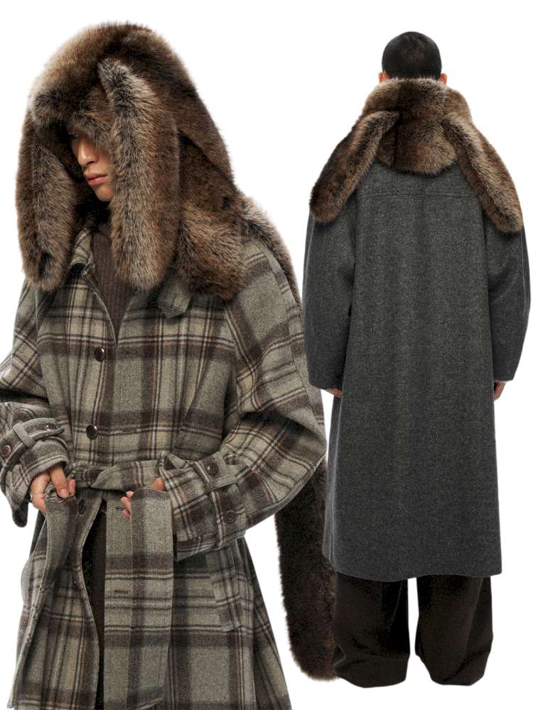 PHYS | Retro Detachable Plush Hooded Scarf【i0000000037】