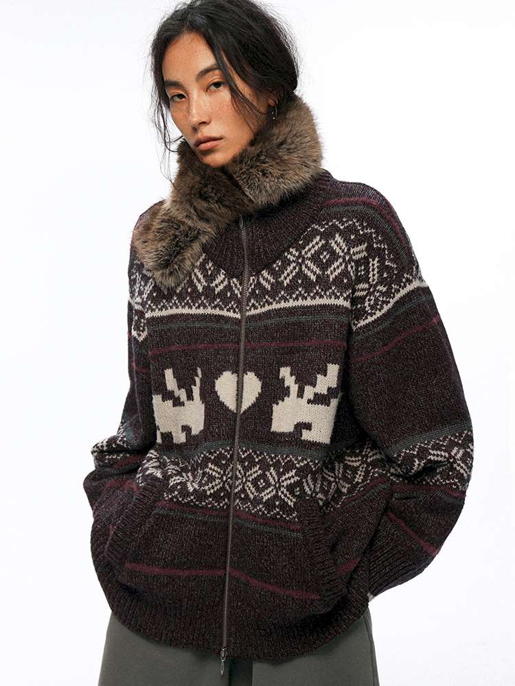 PHYS | Heater Weaving Australian Wool Rabbit Cardigan Sweater【i0000000042】