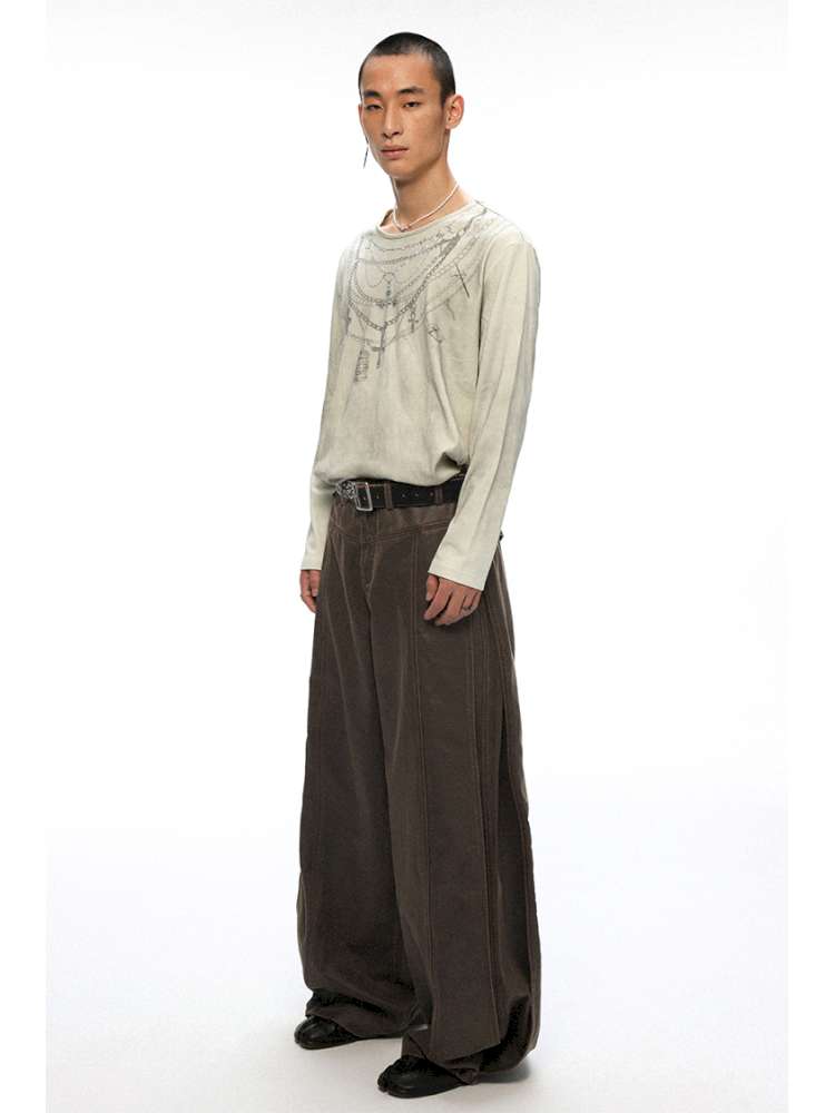 PHYS | Bard In The Wilderness Retro Distressed Loose Trousers【i0000000046】