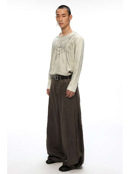 PHYS | Bard In The Wilderness Retro Distressed Loose Trousers【i0000000046】