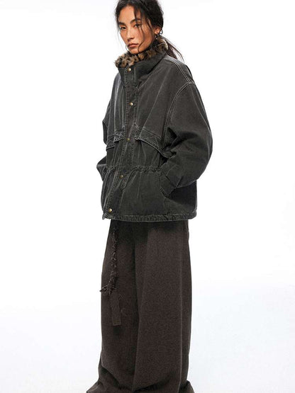 PHYS | Lost Rider Heavy Lapel Spliced Fur Collar Faded White Jacket【i0000000039】