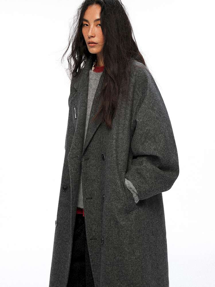 PHYS | Cocoon Double-Breasted Woolen Coat【i0000000044】