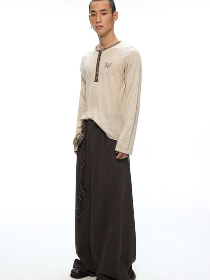 PHYS | Waist Splicing Lace-Up Woolen Casual Pants【i0000000041】