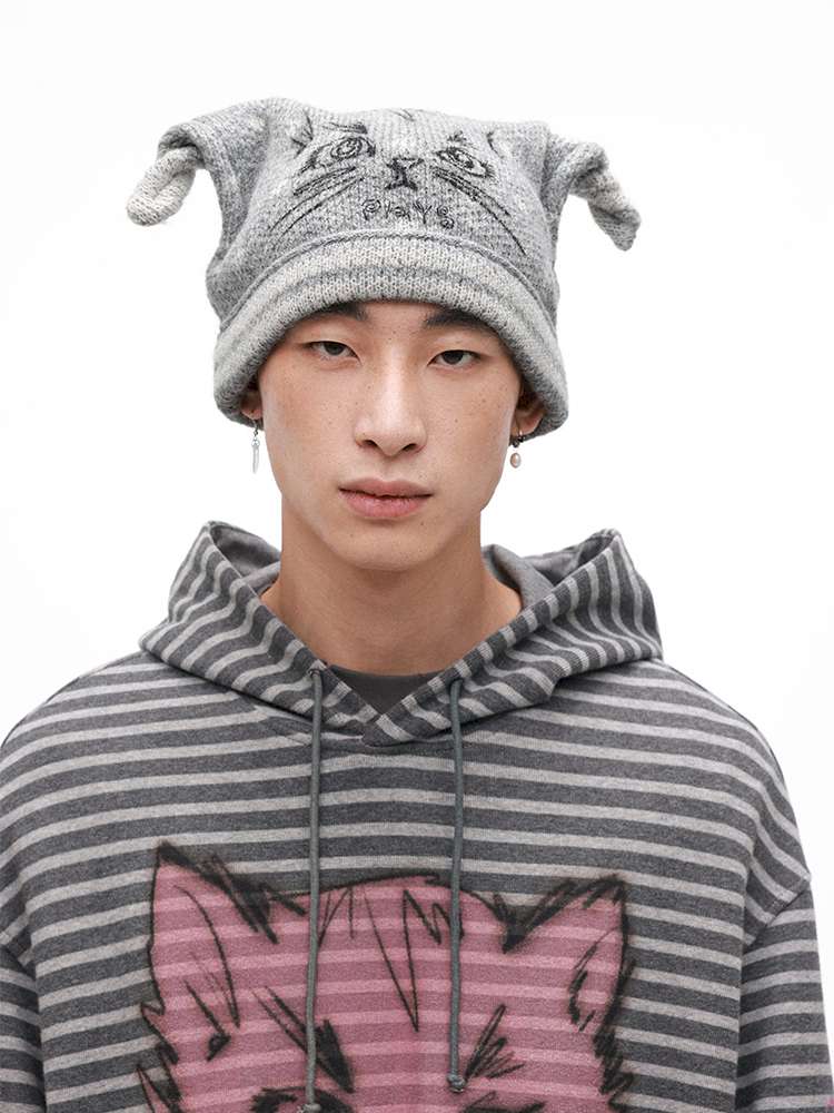 PHYS | Meow Hat Ears Golden Rice Velvet Pointed Ear Wool Hat【i0000000045】