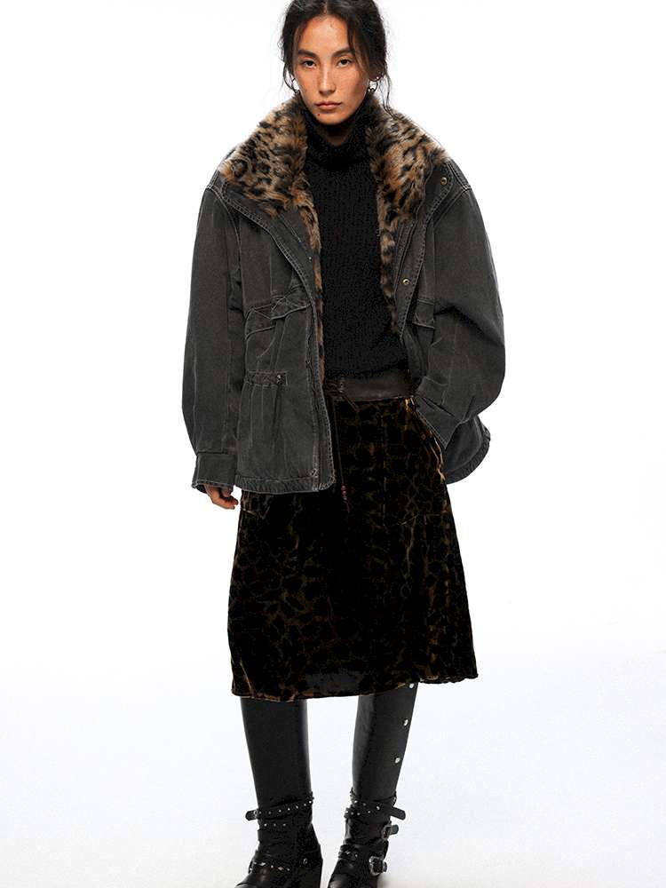 PHYS | Lost Rider Heavy Lapel Spliced Fur Collar Faded White Jacket【i0000000039】