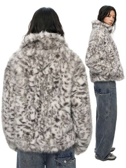 PHYS | Retro Fluffy Soft Warm Leopard Plush Jacket【i0000000038】